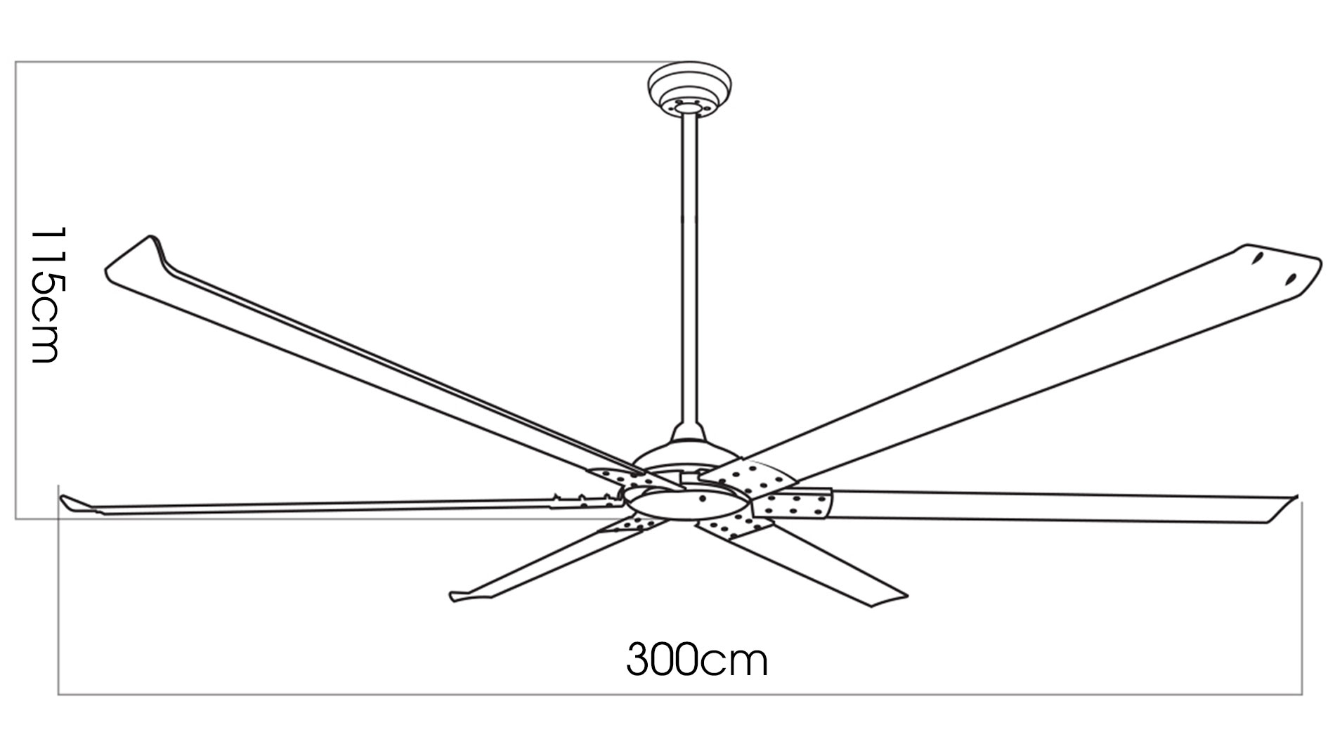 Thông số quạt trần đèn Kaiyokukan Nhật Bản TOCHI-120 cánh 300cm