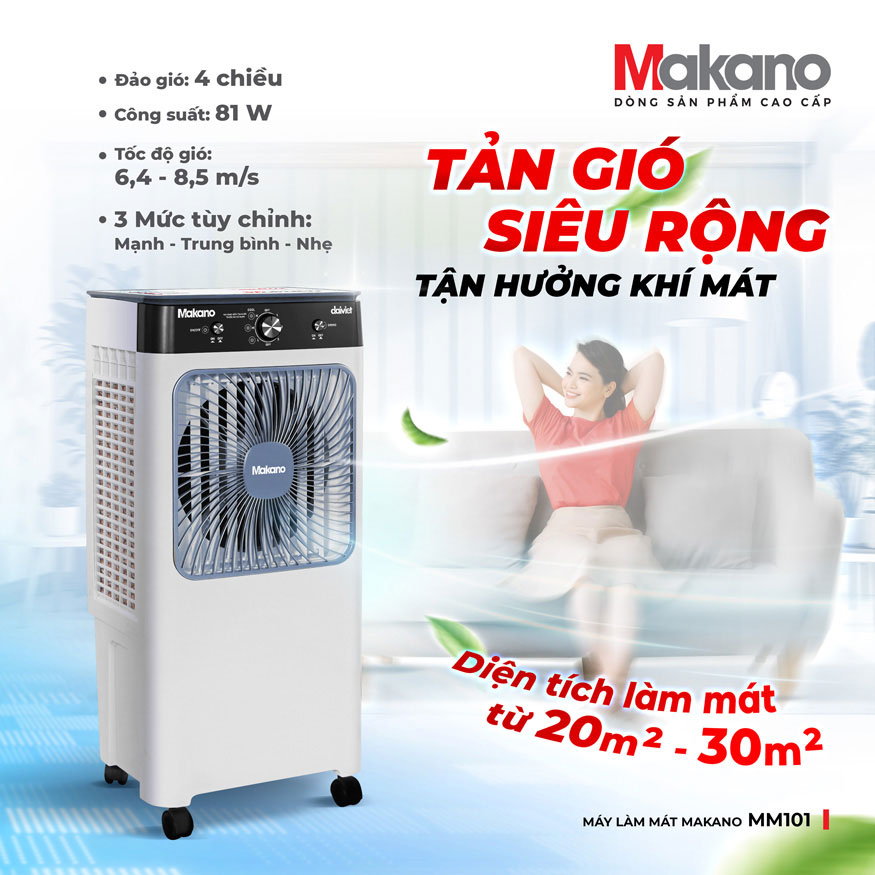Diện tích làm mát rộng 20-30m² – phủ mát toàn bộ phòng khách và phòng ngủ lớn