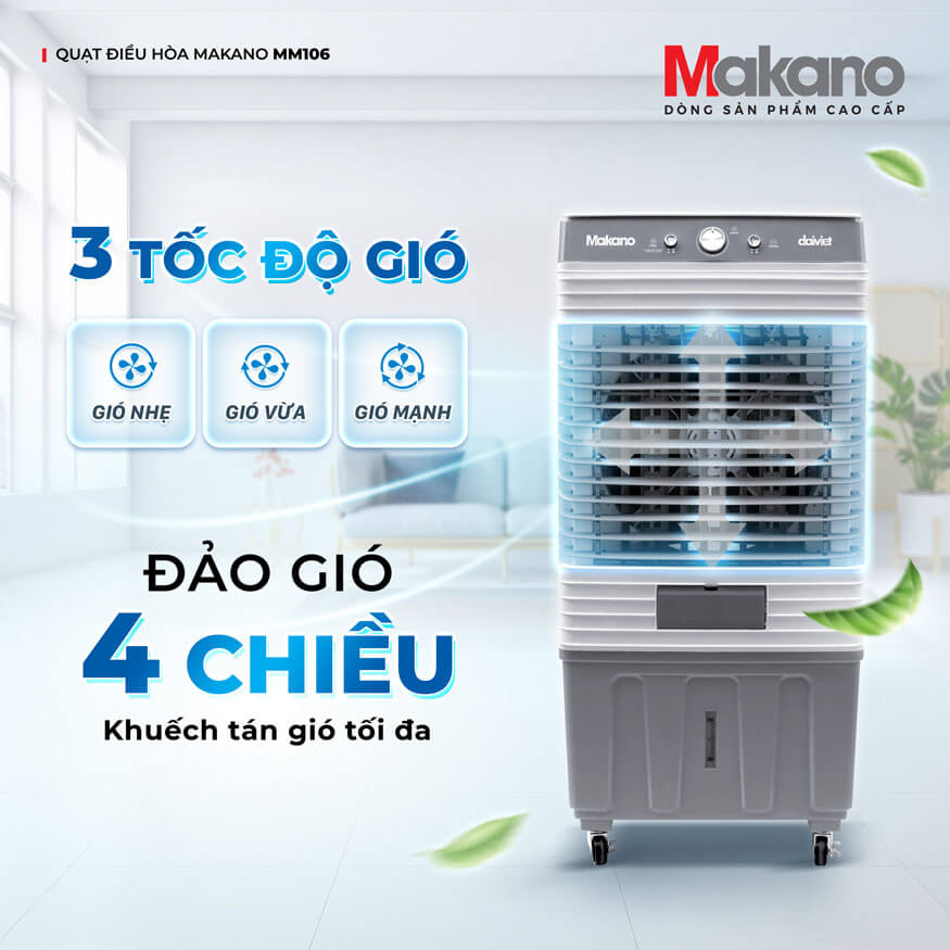 3 tốc độ gió kết hợp đảo gió 4 chiều cực kỳ linh hoạt