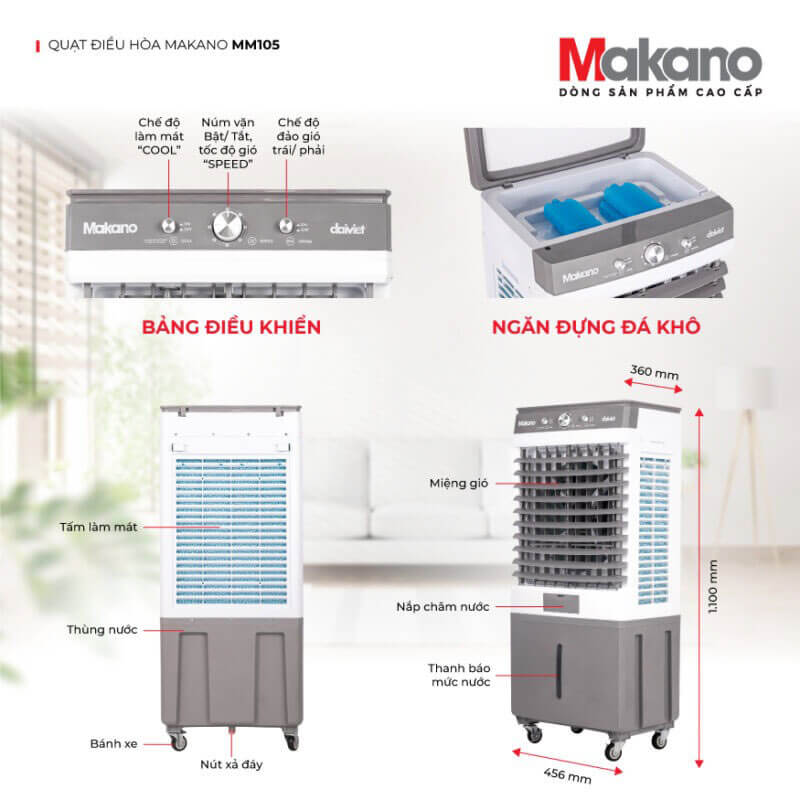 Thông số kỹ thuật quạt làm mát không khí Makano MM105