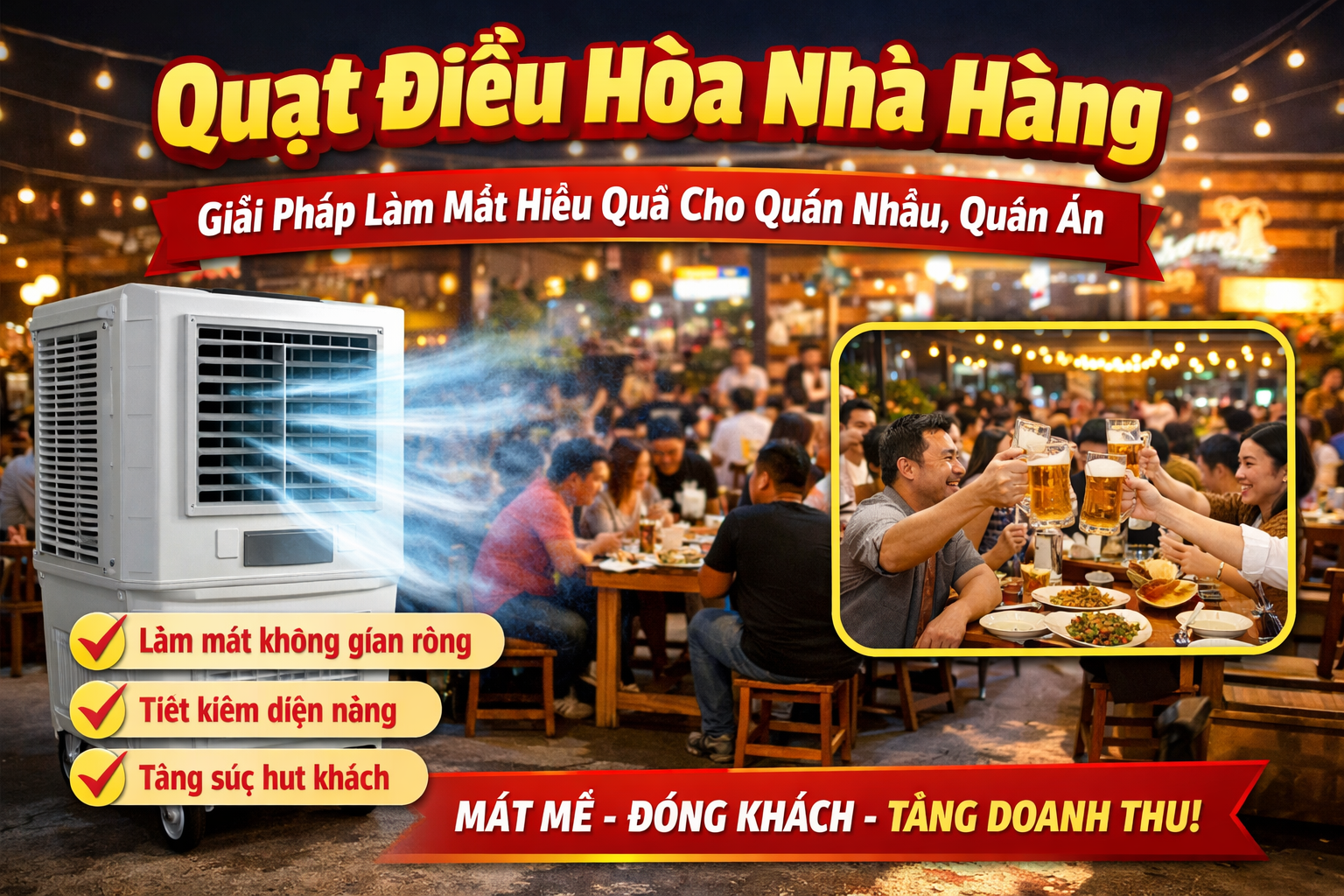 Có Nên Dùng Quạt Điều Hòa Nhà Hàng Không? Giải Pháp Làm Mát Hiệu Quả Cho Quán Ăn, Quán Nhậu