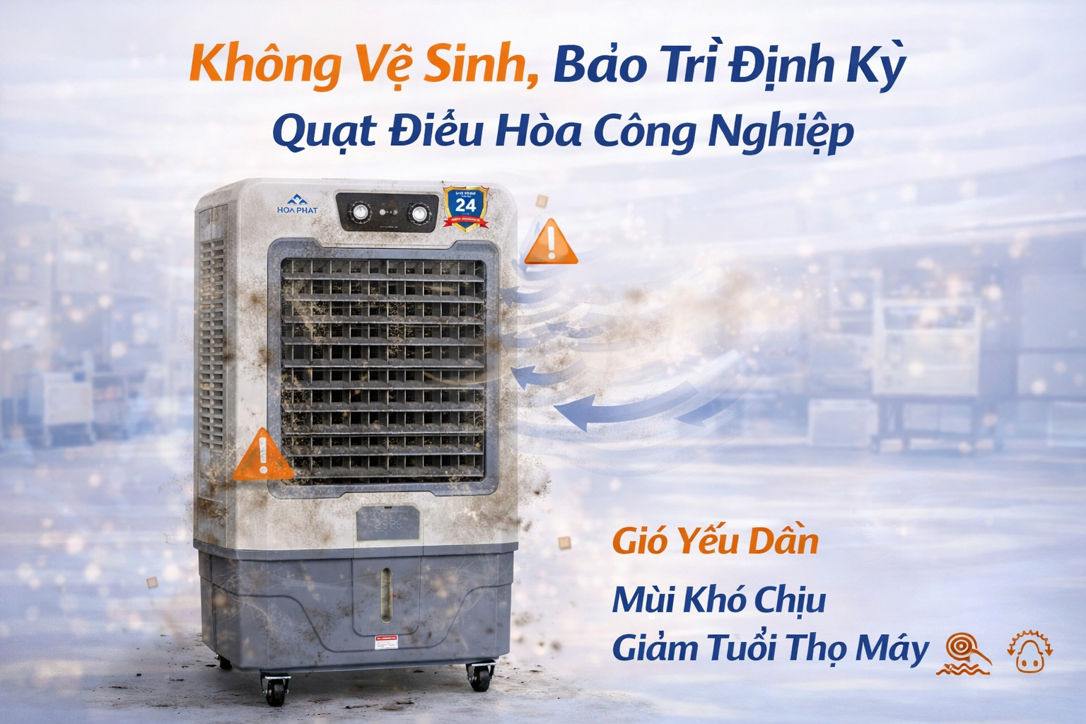 Không vệ sinh, bảo trì định kỳ quạt điều hòa công nghiệp
