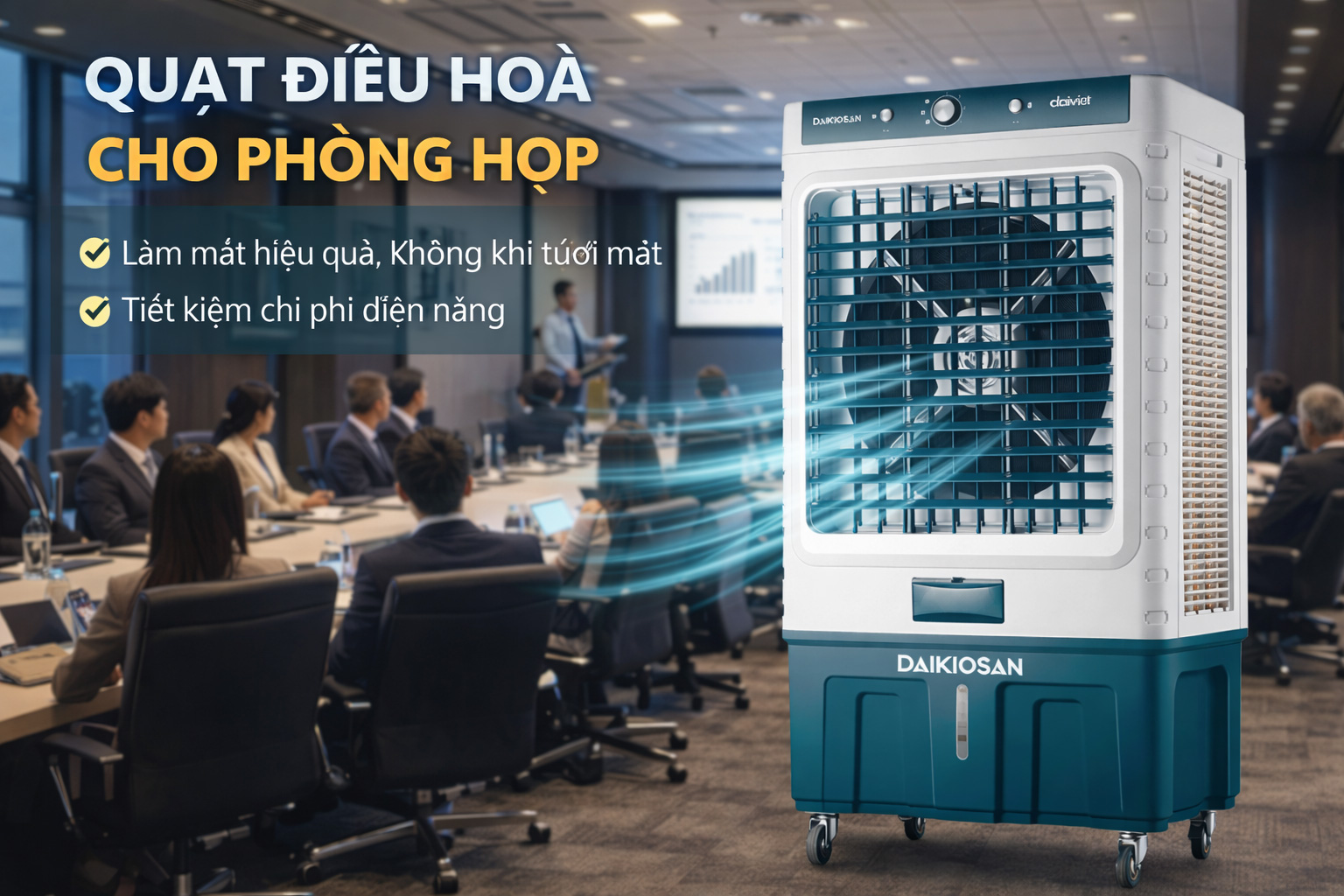 Quạt điều hòa hơi nước công suất lớn cho phòng hội họp