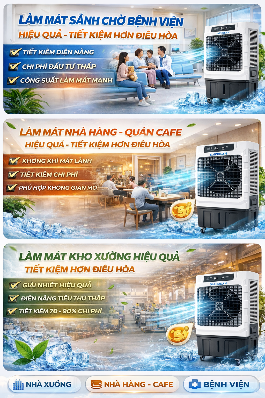 Máy làm mát công nghiệp cho diện tích lớn