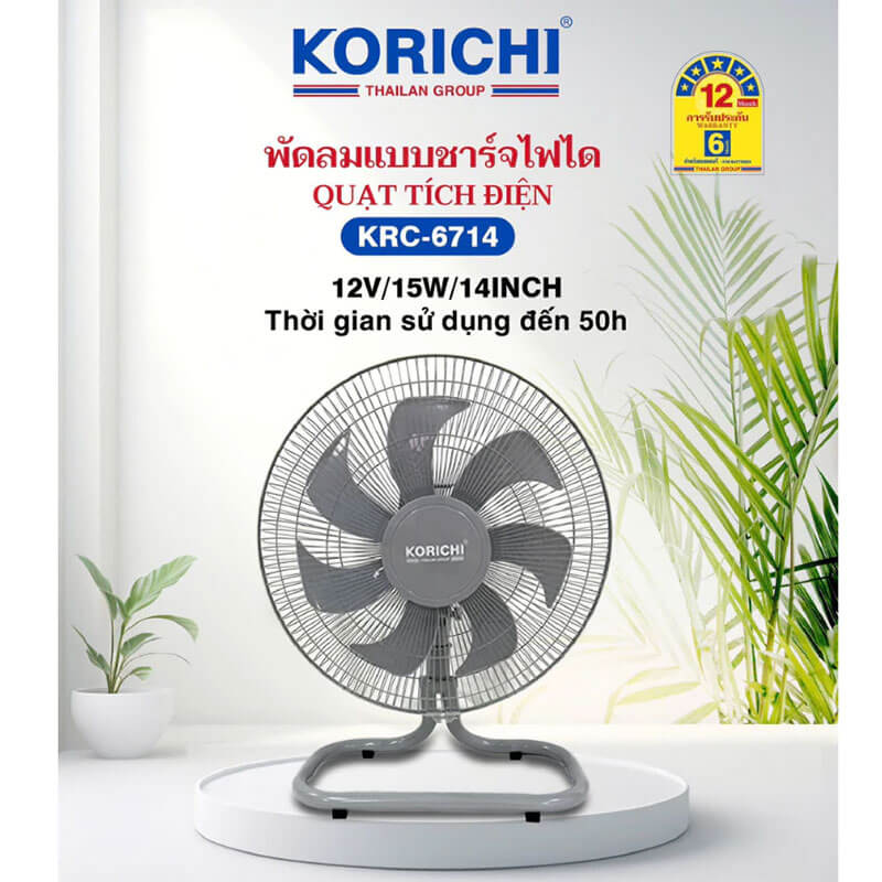 Quạt tích điện Korichi KRC-6714 cánh 14cm