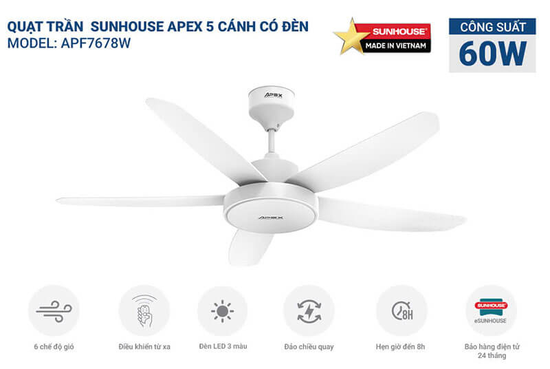 Thiết kế quạt trần đèn hiện đại, tinh tế nâng tầm không gian sống