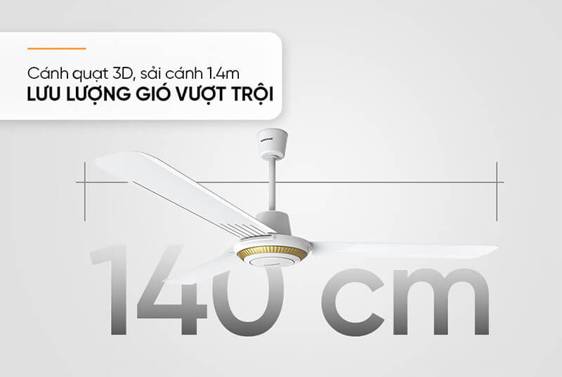 Sải cánh 140cm – Tăng cường lưu lượng gió vượt trội