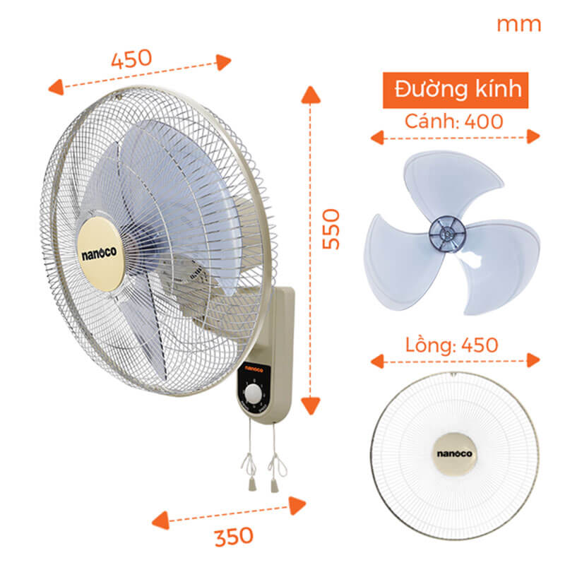 Sải cánh 40cm tạo luồng gió mạnh và lan tỏa rộng