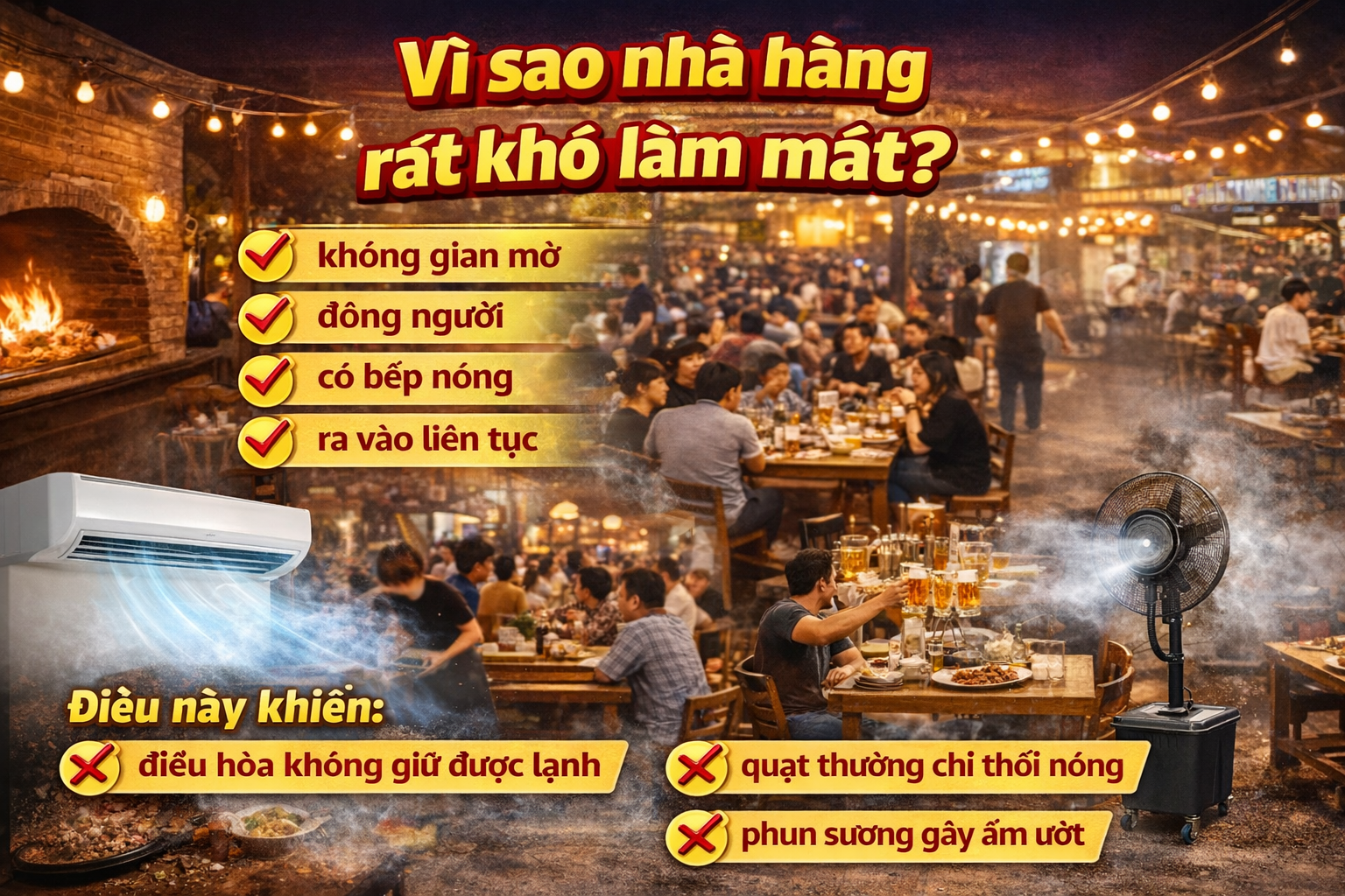 Vì sao nhà hàng rấtkhó làm mát