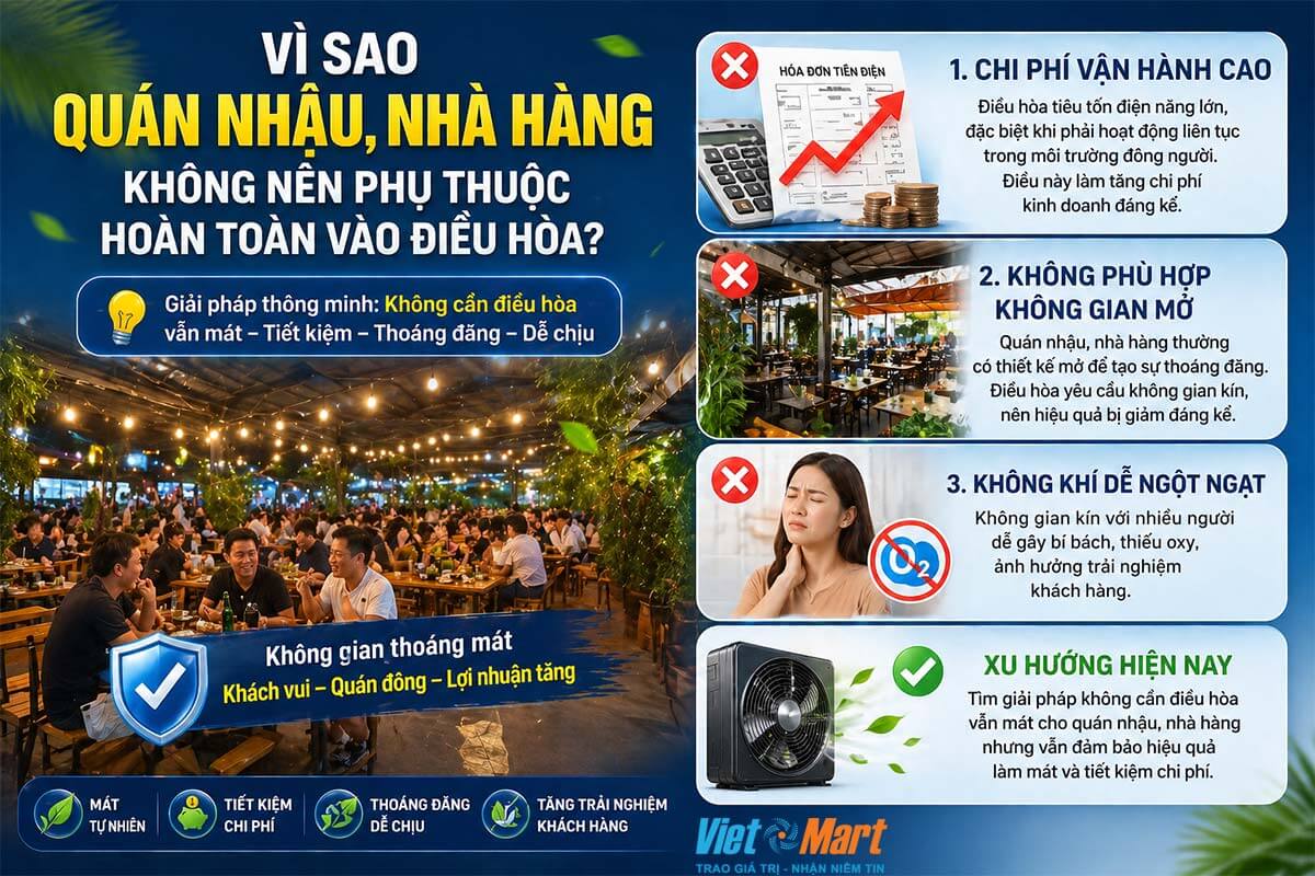 Vì sao quán nhậu, nhà hàng không nên phụ thuộc hoàn toàn vào điều hòa?