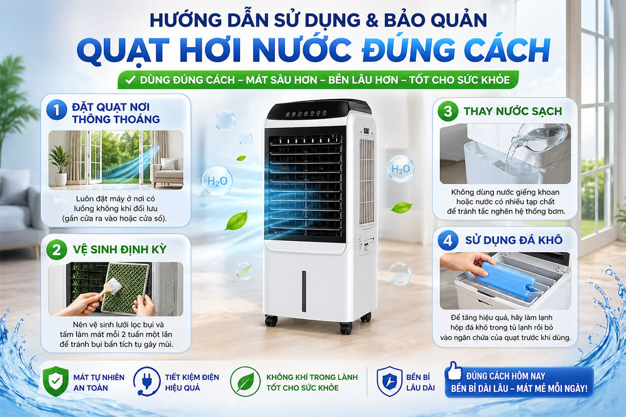 Hướng dẫn sử dụng quạt điều hòa đúng cách