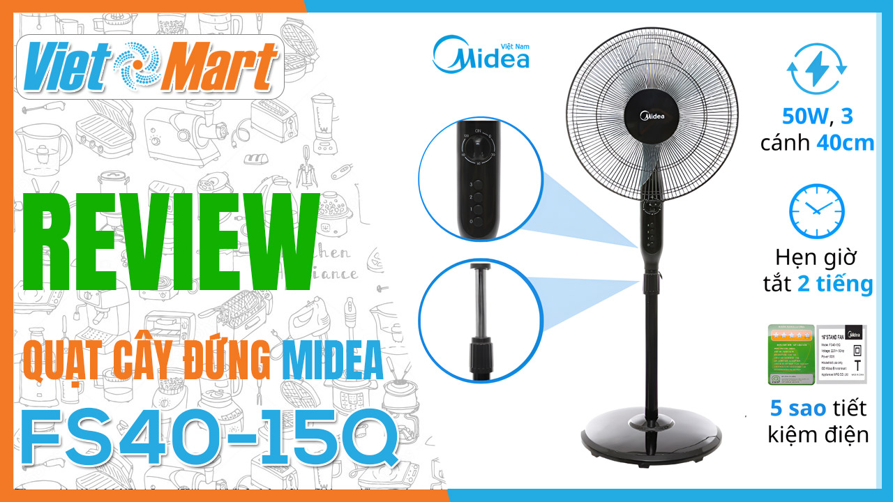 Review quạt cây Midea FS40-15QR