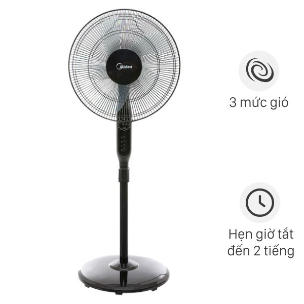 Quạt cây Midea FS40-15QR có 3 mức gió và hẹn giờ lên tới 2h
