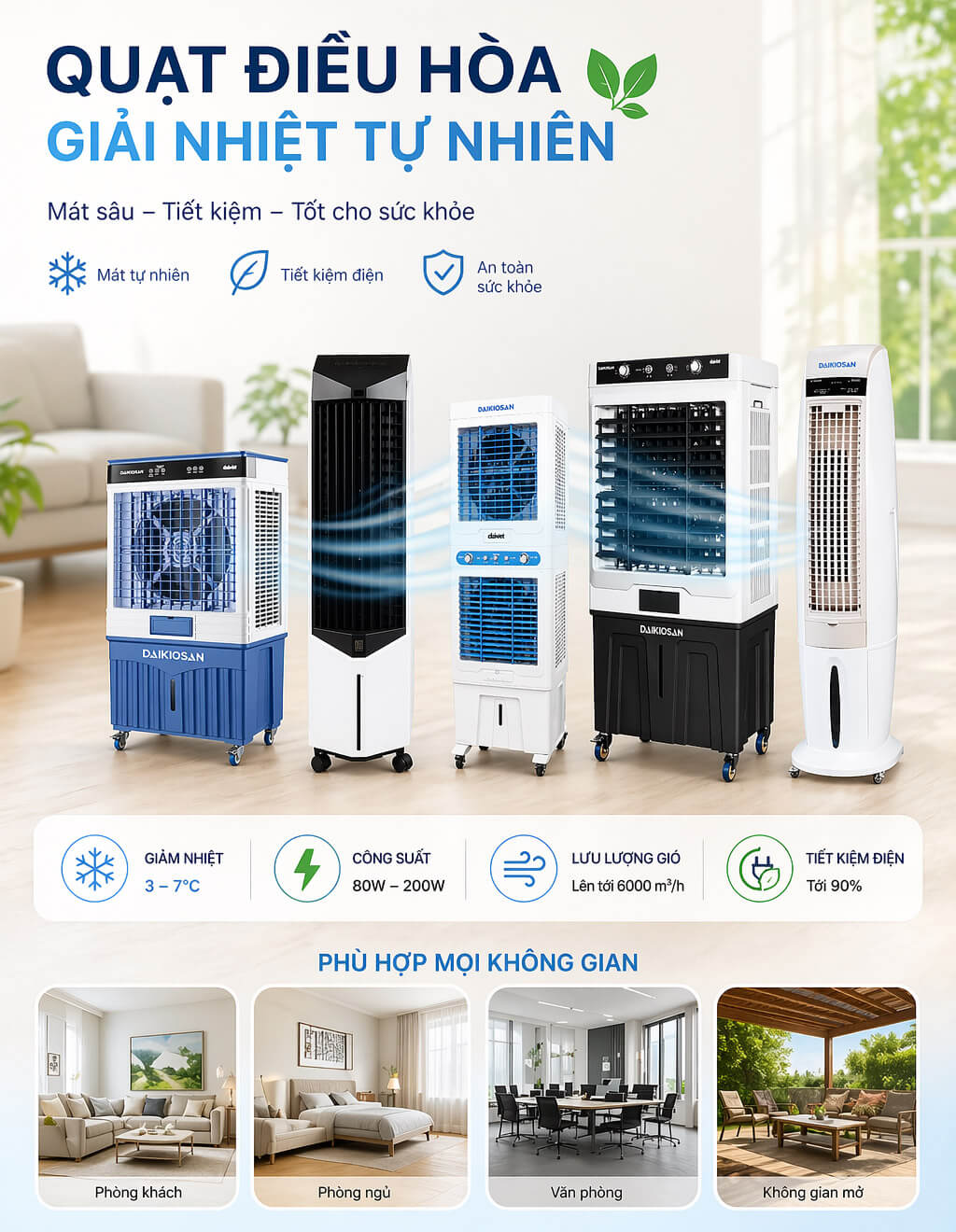 Quạt điều hòa có tốt không? Kinh nghiệm mua máy làm mát hơi nước tiết kiệm điện