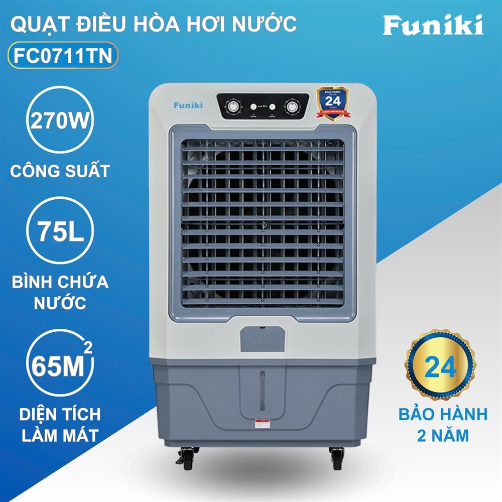 Quạt điều hòa hơi nước làm mát không khí Funiki FC0711TN 75 Lít – Công Suất 270W, Lưu Lượng 7400 m³/h, Làm Mát 55–65m²