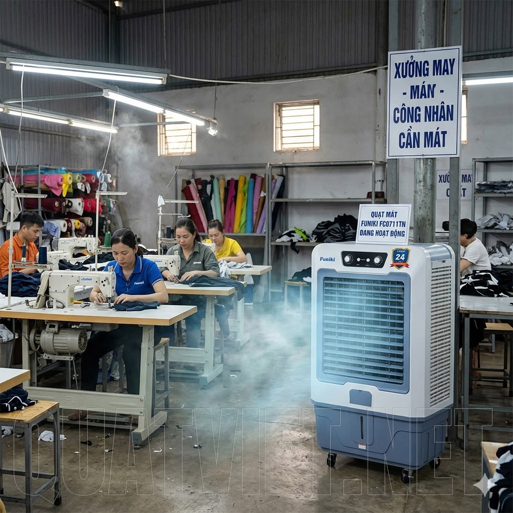 Quạt điều hòa hơi nước làm mát không khí Funiki FC0711TN cho xưởng may