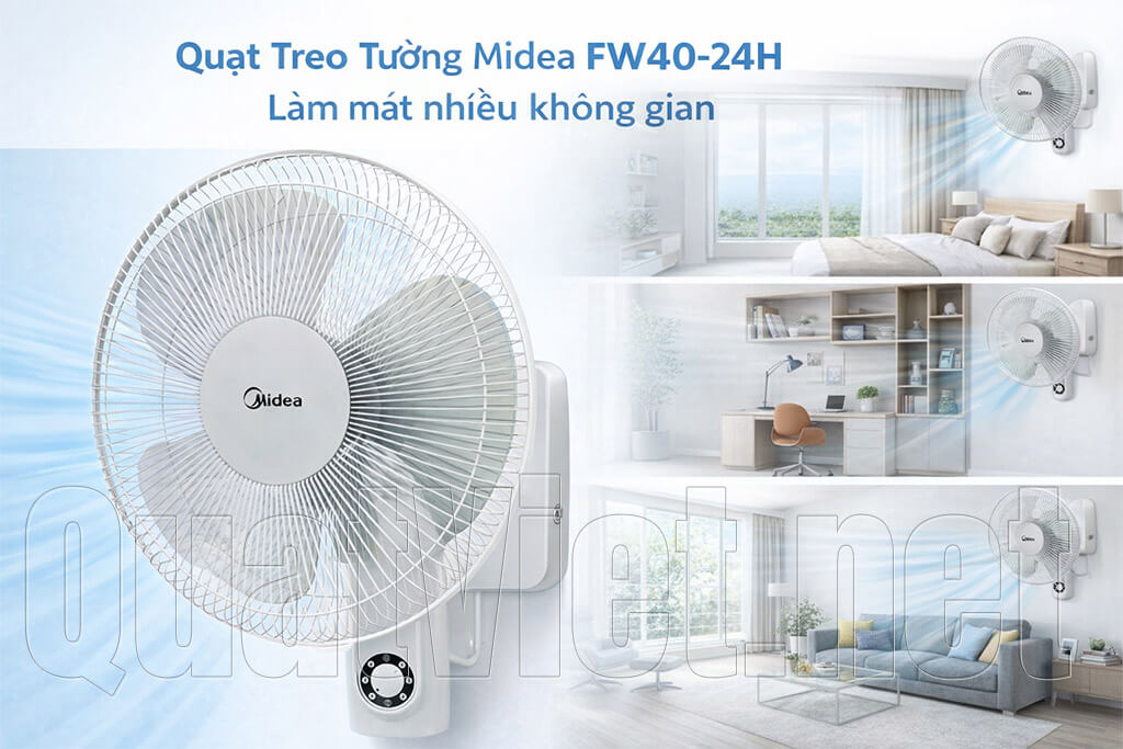 Quạt treo tường Midea FW40-24H làm mát nhiều không gian gia đình