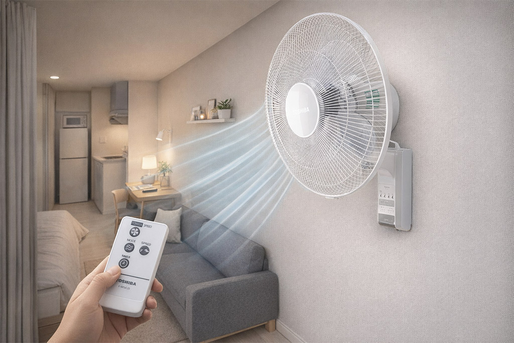 Quạt treo tường Toshiba cho nhà chật hẹp