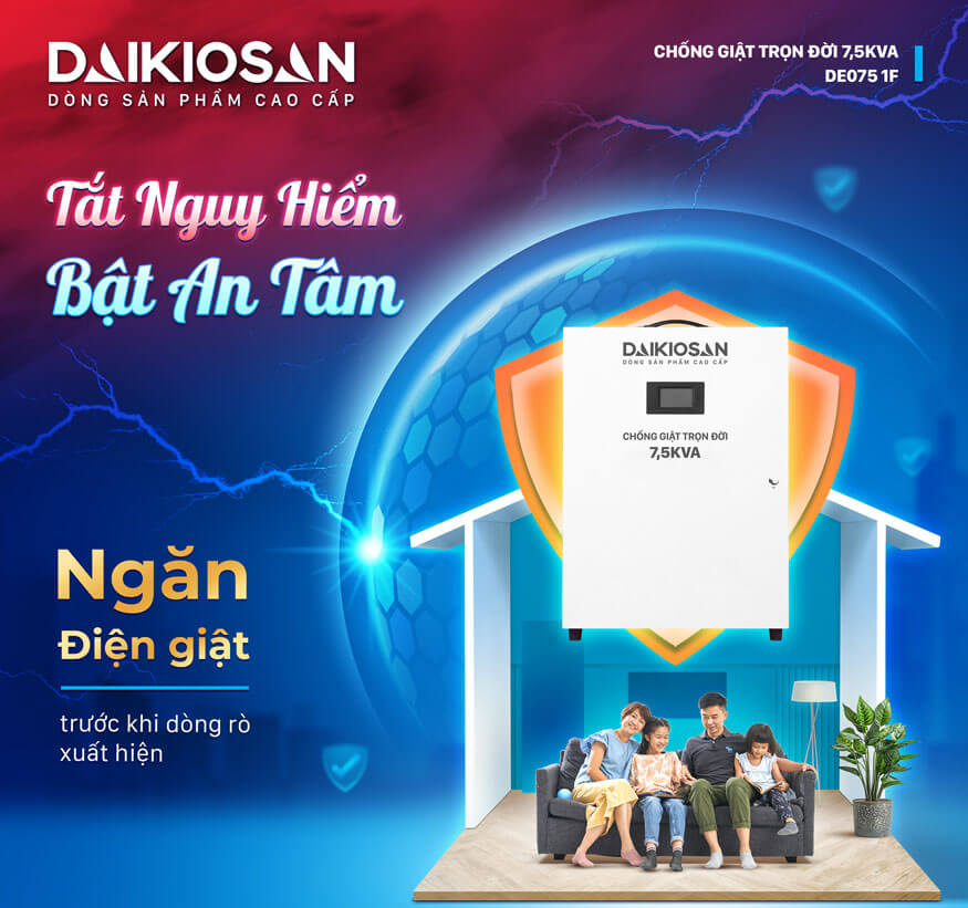 máy chống giật trọn đời Daikiosan 7.5KVA DE075 1F