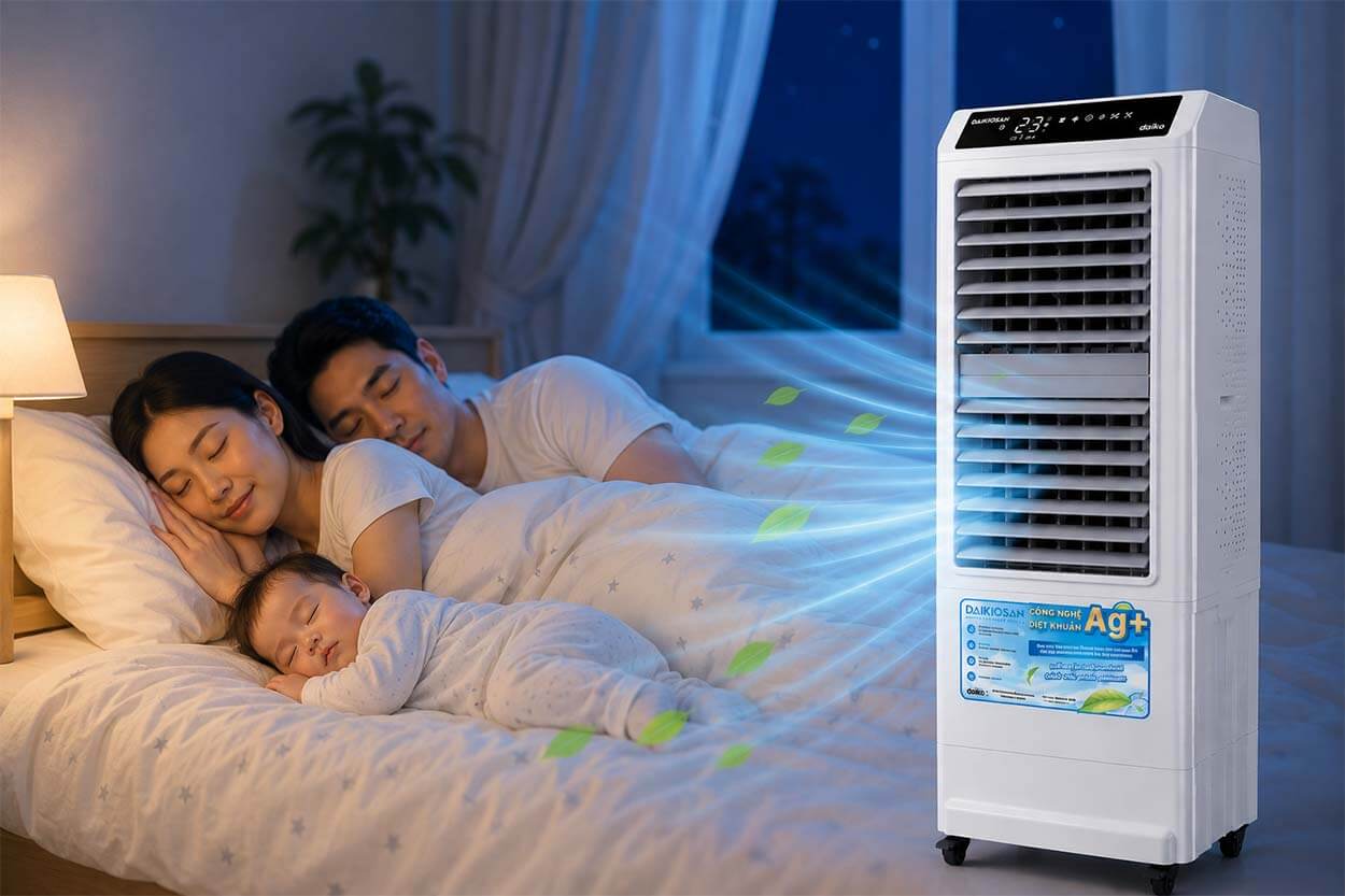Quạt điều hòa tiết kiệm điện mát tự nhiên cân bằng độ ẩm 