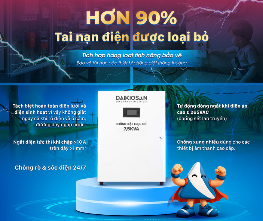 thiết bị chống giật trọn đời Daikiosan