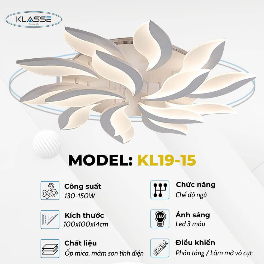 Đèn mica ốp trần trang trí Klasse KL19-15
