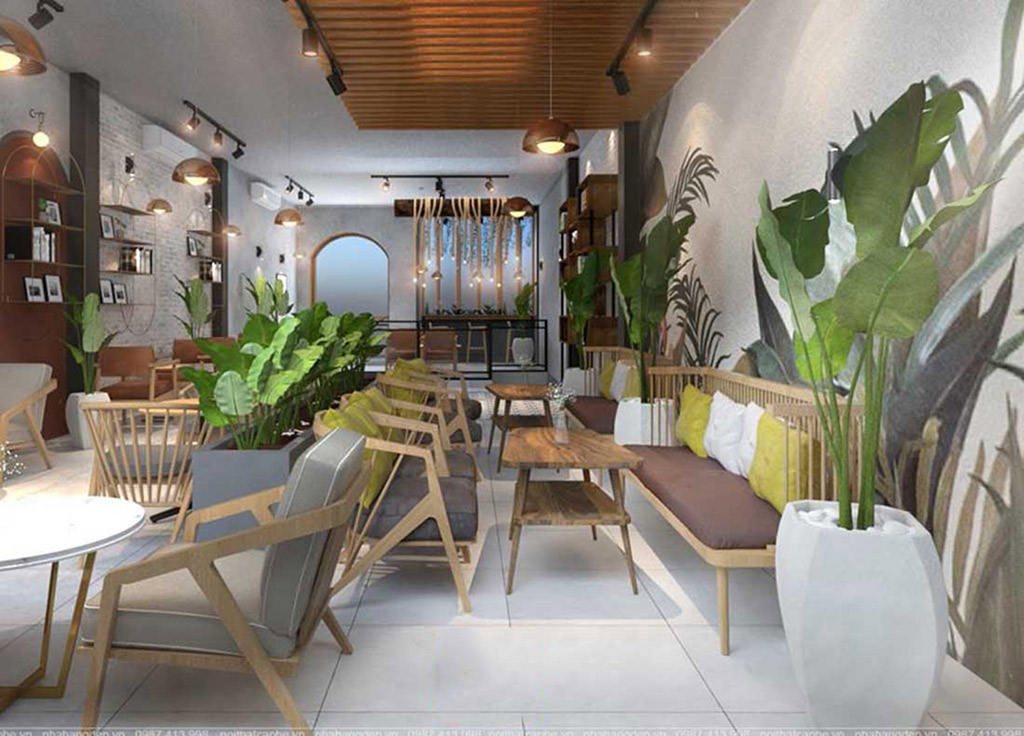 Không gian quán cafe nhỏ hẹp