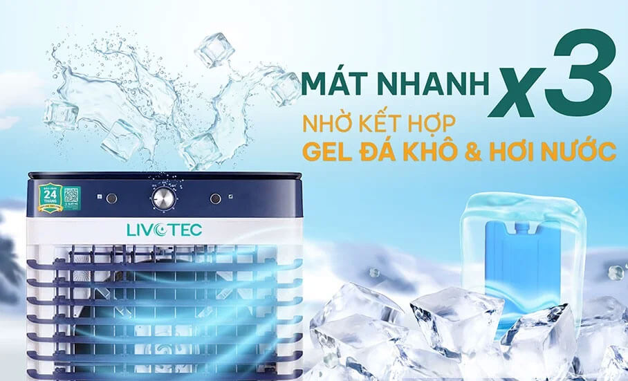 Hộp đá khô kết hợp hơi nước tạo luồng gió mát sâu, dễ chịu và không gây khô da