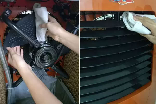 Vệ sinh cánh và nan chuyển hướng gió của quạt hơi nước