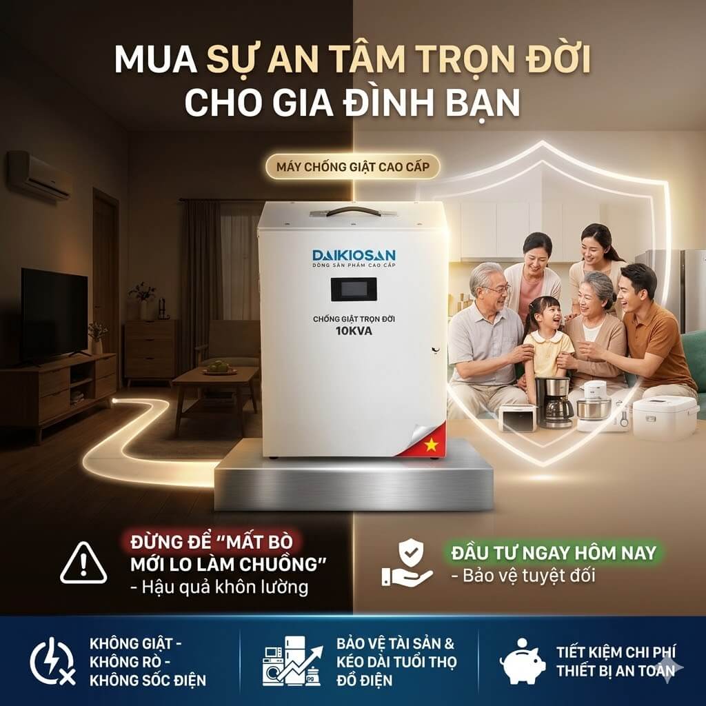 Bảng thông số Chống giật trọn đời Daikiosan DE100 1F 10KVA 
